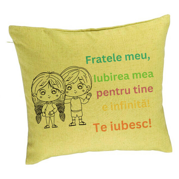Perna Decorativa Fratele meu 3, 40x40 cm, Verde, Husa Detasabila, Burduf 5 Perna Decorativa Fratele meu 3