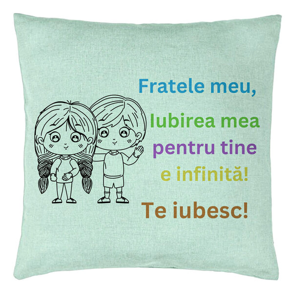 Perna Decorativa Fratele meu 3, 40x40 cm, Verde Menta, Husa Detasabila, Burduf 5 Perna Decorativa Fratele meu 3