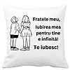 Perna Decorativa Fratele meu 4, 40x40 cm, Alba, Mata, Husa Detasabila, Burduf 4 Perna Decorativa Fratele meu 4
