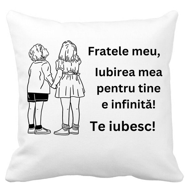 Perna Decorativa Fratele meu 4, 40x40 cm, Alba, Mata, Husa Detasabila, Burduf 3 Perna Decorativa Fratele meu 4