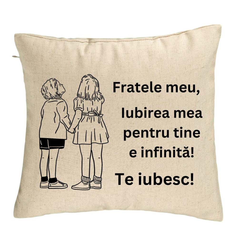 Perna Decorativa Fratele meu 4, 40x40 cm, Bej, Husa Detasabila, Burduf 5 Perna Decorativa Fratele meu 4