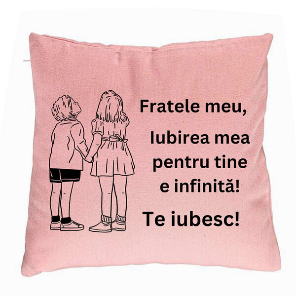 Perna Decorativa Fratele meu 4, 40x40 cm, Roz, Husa Detasabila, Burduf 5 Perna Decorativa Fratele meu 4