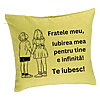 Perna Decorativa Fratele meu 4, 40x40 cm, Verde, Husa Detasabila, Burduf 7 Perna Decorativa Fratele meu 4