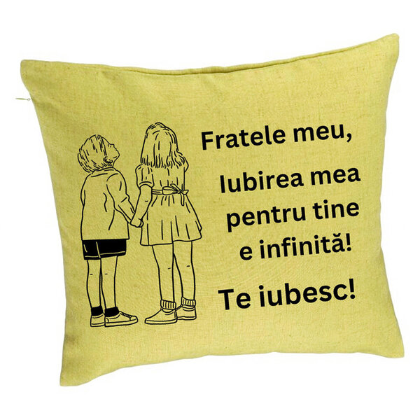Perna Decorativa Fratele meu 4, 40x40 cm, Verde, Husa Detasabila, Burduf 5 Perna Decorativa Fratele meu 4