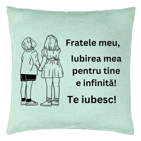Perna Decorativa Fratele meu 4, 40x40 cm, Verde Menta, Husa Detasabila, Burduf 5 Perna Decorativa Fratele meu 4