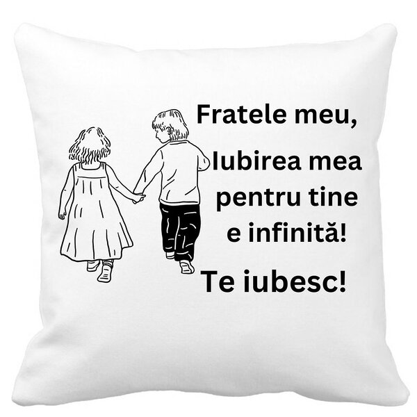 Perna Decorativa Fratele meu 5, 40x40 cm, Alba, Mata, Husa Detasabila, Burduf 3 Perna Decorativa Fratele meu 5