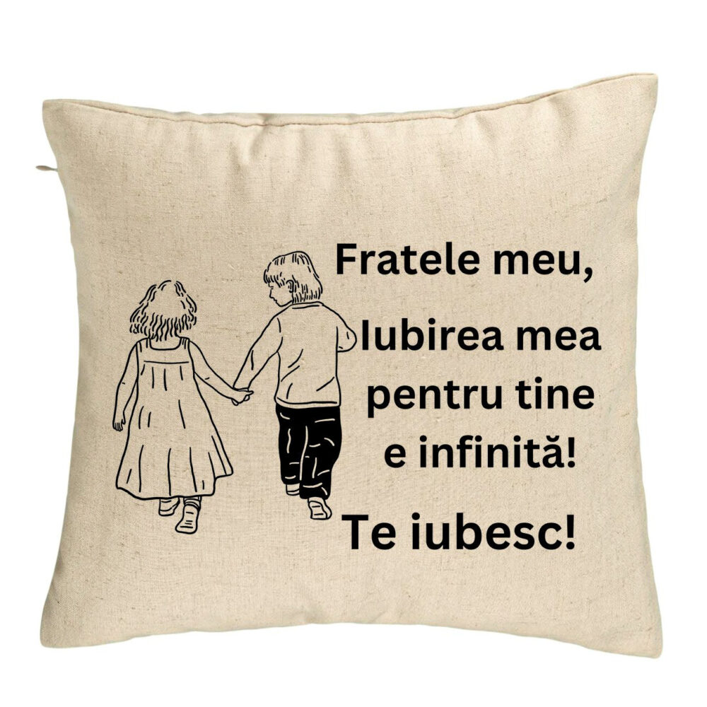 Perna Decorativa Fratele meu 5, 40x40 cm, Bej, Husa Detasabila, Burduf 5 Perna Decorativa Fratele meu 5