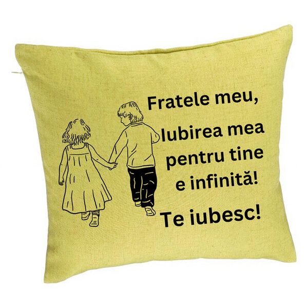 Perna Decorativa Fratele meu 5, 40x40 cm, Verde, Husa Detasabila, Burduf 5 Perna Decorativa Fratele meu 5