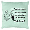 Perna Decorativa Fratele meu 5, 40x40 cm, Verde Menta, Husa Detasabila, Burduf 7 Perna Decorativa Fratele meu 5