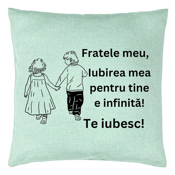 Perna Decorativa Fratele meu 5, 40x40 cm, Verde Menta, Husa Detasabila, Burduf 5 Perna Decorativa Fratele meu 5