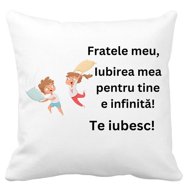 Perna Decorativa Fratele meu 6, 40x40 cm, Alba, Mata, Husa Detasabila, Burduf 3 Perna Decorativa Fratele meu 6