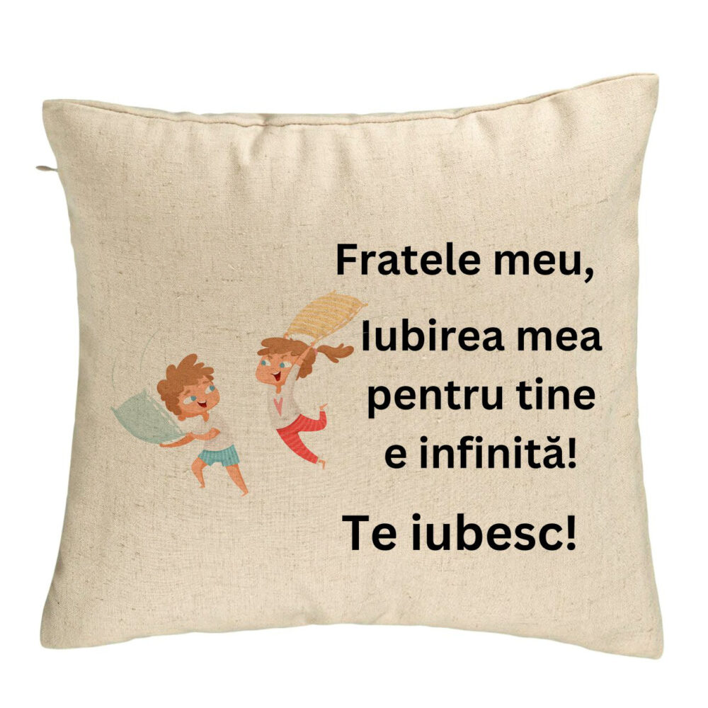 Perna Decorativa Fratele meu 6, 40x40 cm, Bej, Husa Detasabila, Burduf 5 Perna Decorativa Fratele meu 6