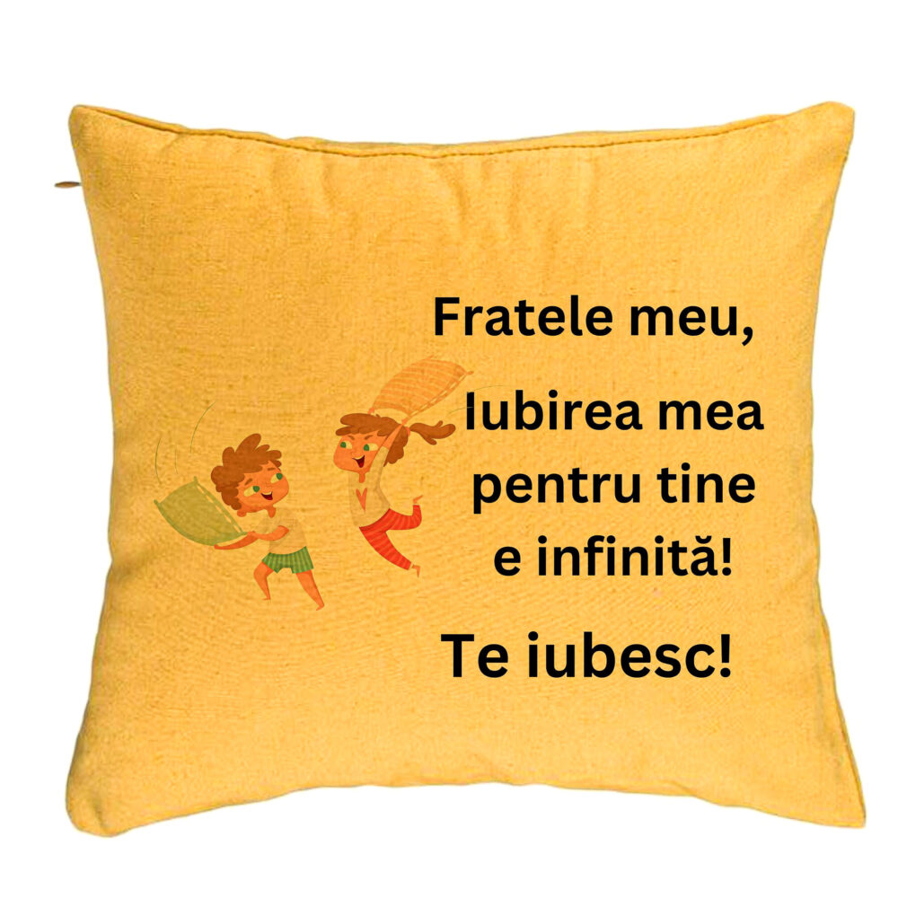 Perna Decorativa Fratele meu 6, 40x40 cm, Galben, Husa Detasabila, Burduf 5 Perna Decorativa Fratele meu 6