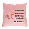 Perna Decorativa Fratele meu 6, 40x40 cm, Roz, Husa Detasabila, Burduf 7 Perna Decorativa Fratele meu 6