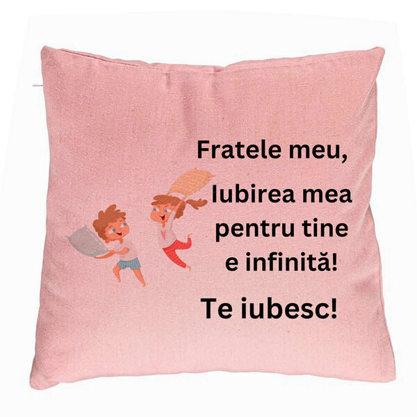 Perna Decorativa Fratele meu 6, 40x40 cm, Roz, Husa Detasabila, Burduf 5 Perna Decorativa Fratele meu 6