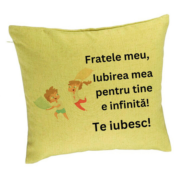 Perna Decorativa Fratele meu 6, 40x40 cm, Verde, Husa Detasabila, Burduf 5 Perna Decorativa Fratele meu 6