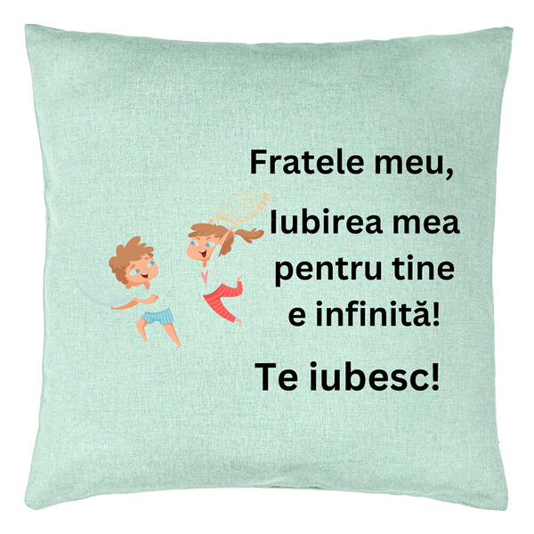 Perna Decorativa Fratele meu 6, 40x40 cm, Verde Menta, Husa Detasabila, Burduf 5 Perna Decorativa Fratele meu 6