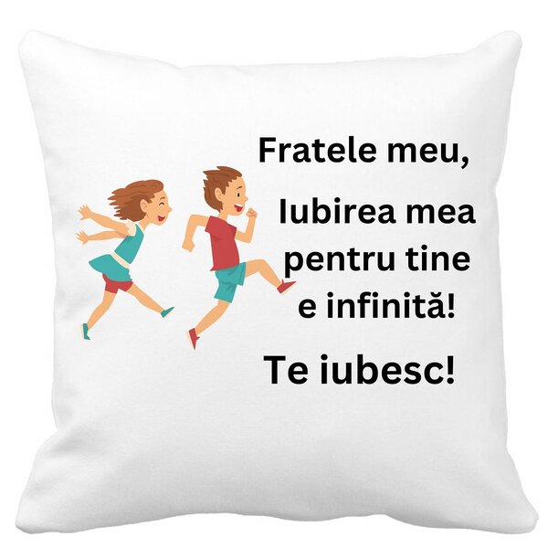 Perna Decorativa Fratele meu 7, 40x40 cm, Alba, Mata, Husa Detasabila, Burduf 3 Perna Decorativa Fratele meu 7