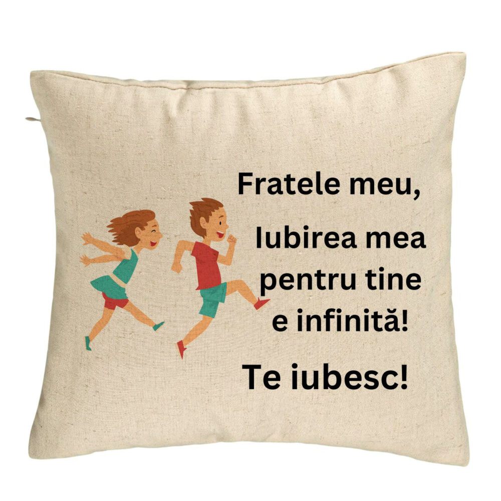 Perna Decorativa Fratele meu 7, 40x40 cm, Bej, Husa Detasabila, Burduf 5 Perna Decorativa Fratele meu 7