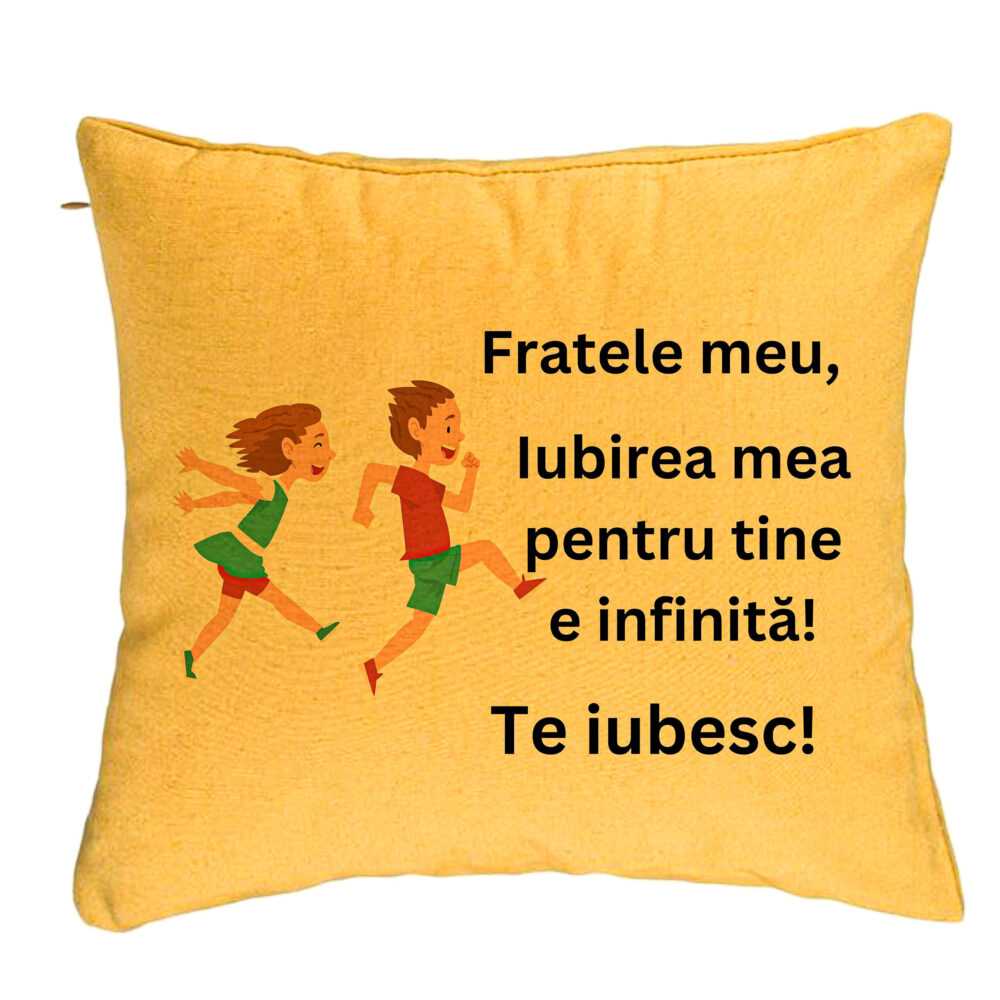 Perna Decorativa Fratele meu 7, 40x40 cm, Galben, Husa Detasabila, Burduf 5 Perna Decorativa Fratele meu 7