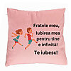Perna Decorativa Fratele meu 7, 40x40 cm, Roz, Husa Detasabila, Burduf 7 Perna Decorativa Fratele meu 7