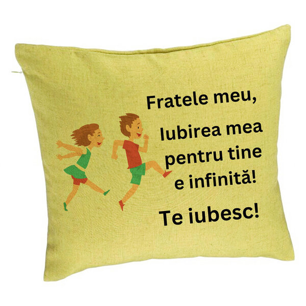 Perna Decorativa Fratele meu 7, 40x40 cm, Verde, Husa Detasabila, Burduf 5 Perna Decorativa Fratele meu 7