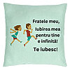 Perna Decorativa Fratele meu 7, 40x40 cm, Verde Menta, Husa Detasabila, Burduf 7 Perna Decorativa Fratele meu 7