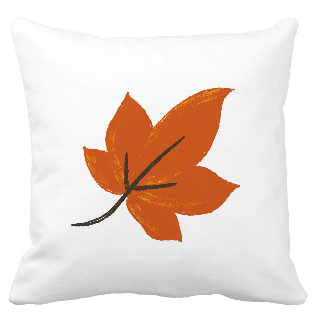 Perna Decorativa Frunza de Toamna, 40x40 cm, Alba, Mata, Husa Detasabila, Burduf 3 Perna Decorativa Frunza de Toamna