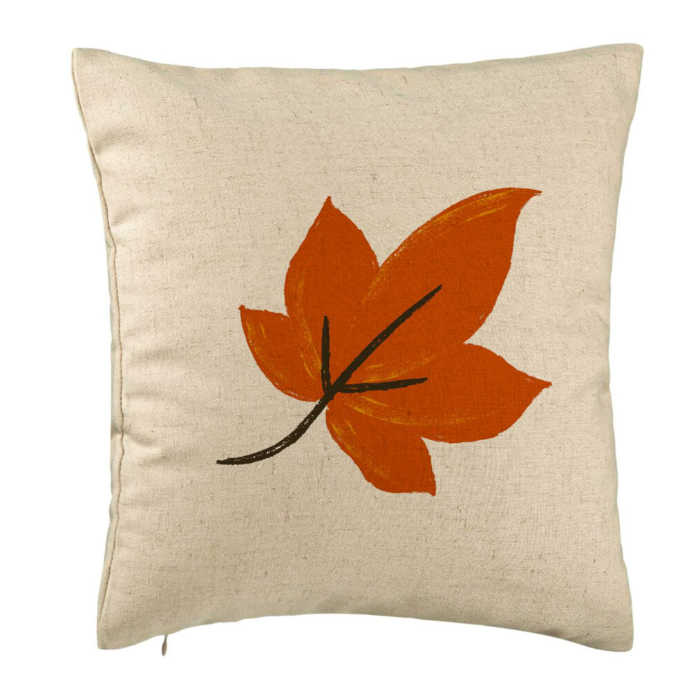 Perna Decorativa Frunza de Toamna, 40x40 cm, Bej, Husa Detasabila, Burduf 5 Perna Decorativa Frunza de Toamna