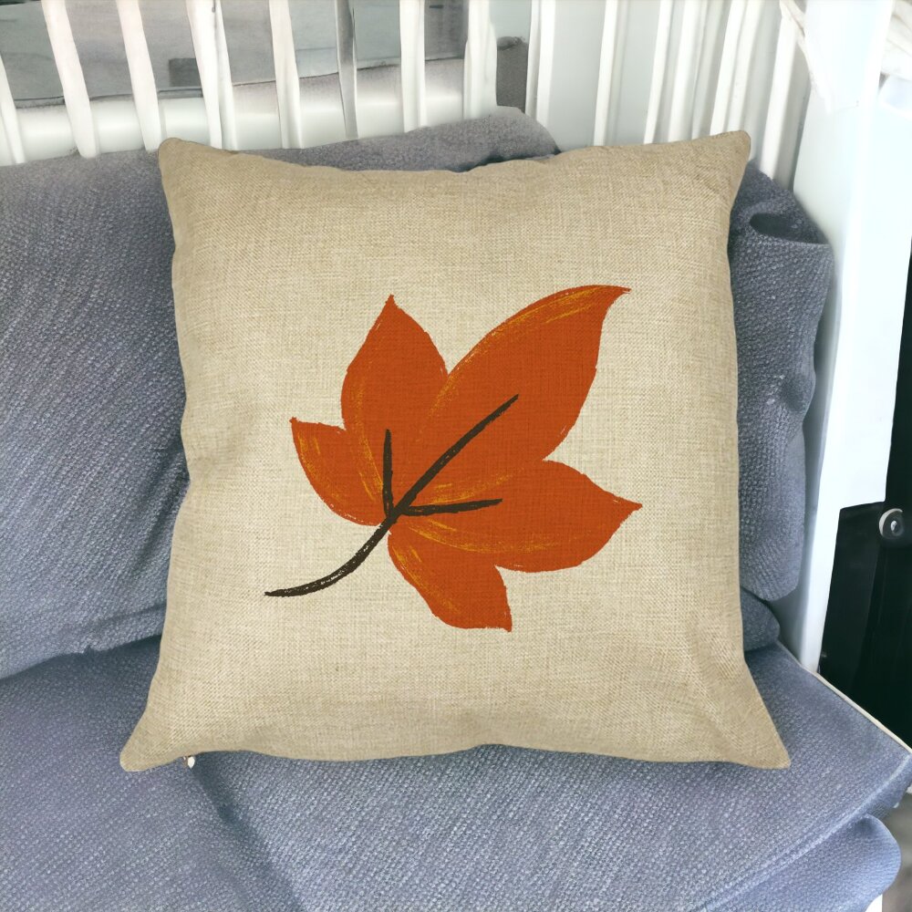 Perna Decorativa Frunza de Toamna, 40x40 cm, Husa Detasabila, Burduf 14 Burduf