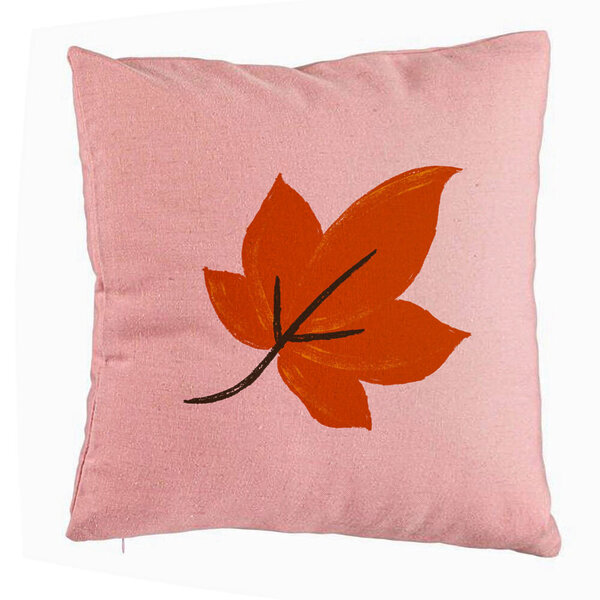 Perna Decorativa Frunza de Toamna, 40x40 cm, Roz, Husa Detasabila, Burduf 5 Perna Decorativa Frunza de Toamna