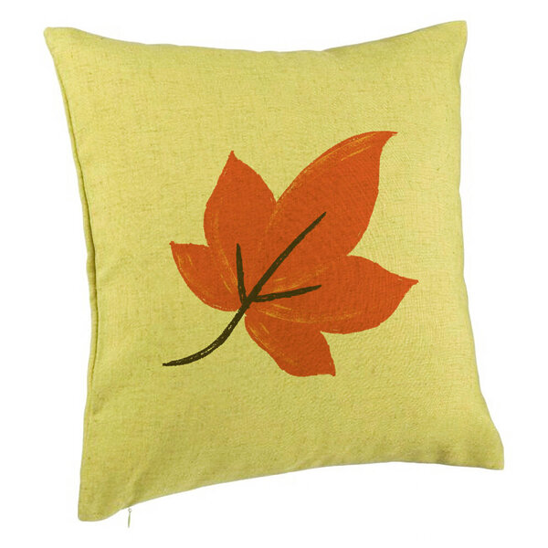 Perna Decorativa Frunza de Toamna, 40x40 cm, Verde, Husa Detasabila, Burduf 5 Perna Decorativa Frunza de Toamna