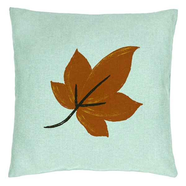 Perna Decorativa Frunza de Toamna, 40x40 cm, Verde Menta, Husa Detasabila, Burduf 5 Perna Decorativa Frunza de Toamna