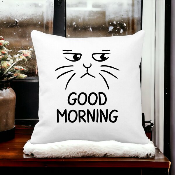 Perna Decorativa, Good Morning, 40x40 cm, Alba, Mata, Husa Detasabila, Burduf 13 40x40 cm
