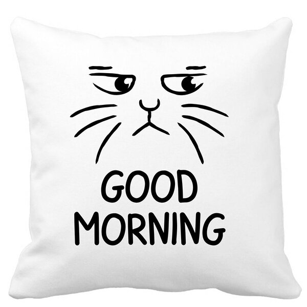 Perna Decorativa, Good Morning, 40x40 cm, Alba, Mata, Husa Detasabila, Burduf 11 Perna Decorativa