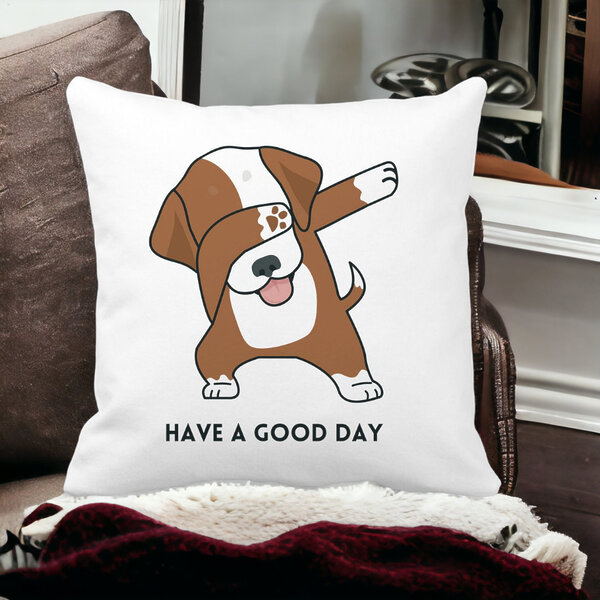 Perna Decorativa, Have a Good Day, 40x40 cm, Alba, Mata, Husa Detasabila, Burduf 15 40x40 cm