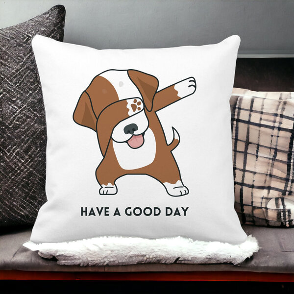 Perna Decorativa, Have a Good Day, 40x40 cm, Alba, Mata, Husa Detasabila, Burduf 16 Alba
