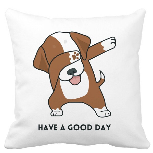 Perna Decorativa, Have a Good Day, 40x40 cm, Alba, Mata, Husa Detasabila, Burduf 13 Perna Decorativa