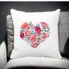 Perna Decorativa, Heart of Flowers, 40x40 cm, Alba, Mata, Husa Detasabila, Burduf 20 Mata