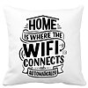Perna Decorativa, Home is Where WIFI Connects Automatically, 40x40 cm, Alba, Mata, Husa Detasabila, Burduf 16 Perna Decorativa