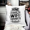 Perna Decorativa, Home is Where WIFI Connects Automatically, 40x40 cm, Alba, Mata, Husa Detasabila, Burduf 20 Mata