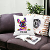 Perna Decorativa, I'm cool Colorful, 40x40 cm, Alba, Mata, Husa Detasabila, Burduf 17 I'm cool Colorful