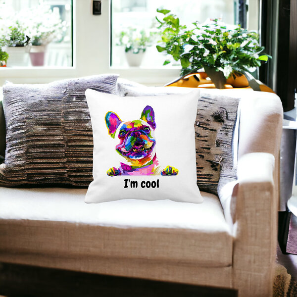 Perna Decorativa, I'm cool Colorful, 40x40 cm, Alba, Mata, Husa Detasabila, Burduf 13 40x40 cm