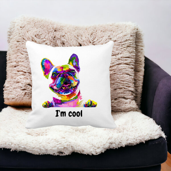 Perna Decorativa, I'm cool Colorful, 40x40 cm, Alba, Mata, Husa Detasabila, Burduf 14 Alba