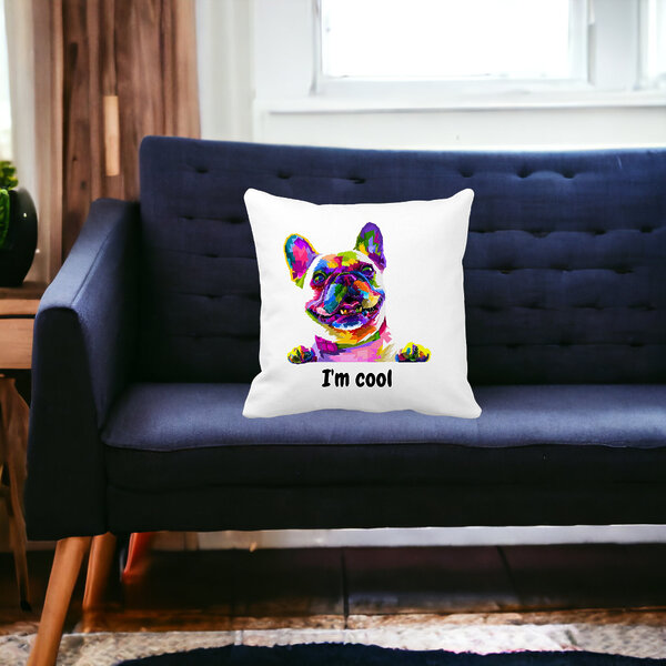 Perna Decorativa, I'm cool Colorful, 40x40 cm, Alba, Mata, Husa Detasabila, Burduf 15 Mata