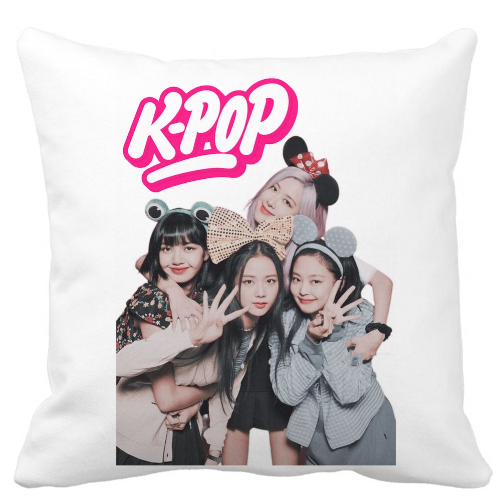 Perna Decorativa K-pop, 40x40 cm, Alba, Mata, Husa Detasabila, Burduf 3 Perna Decorativa K-pop