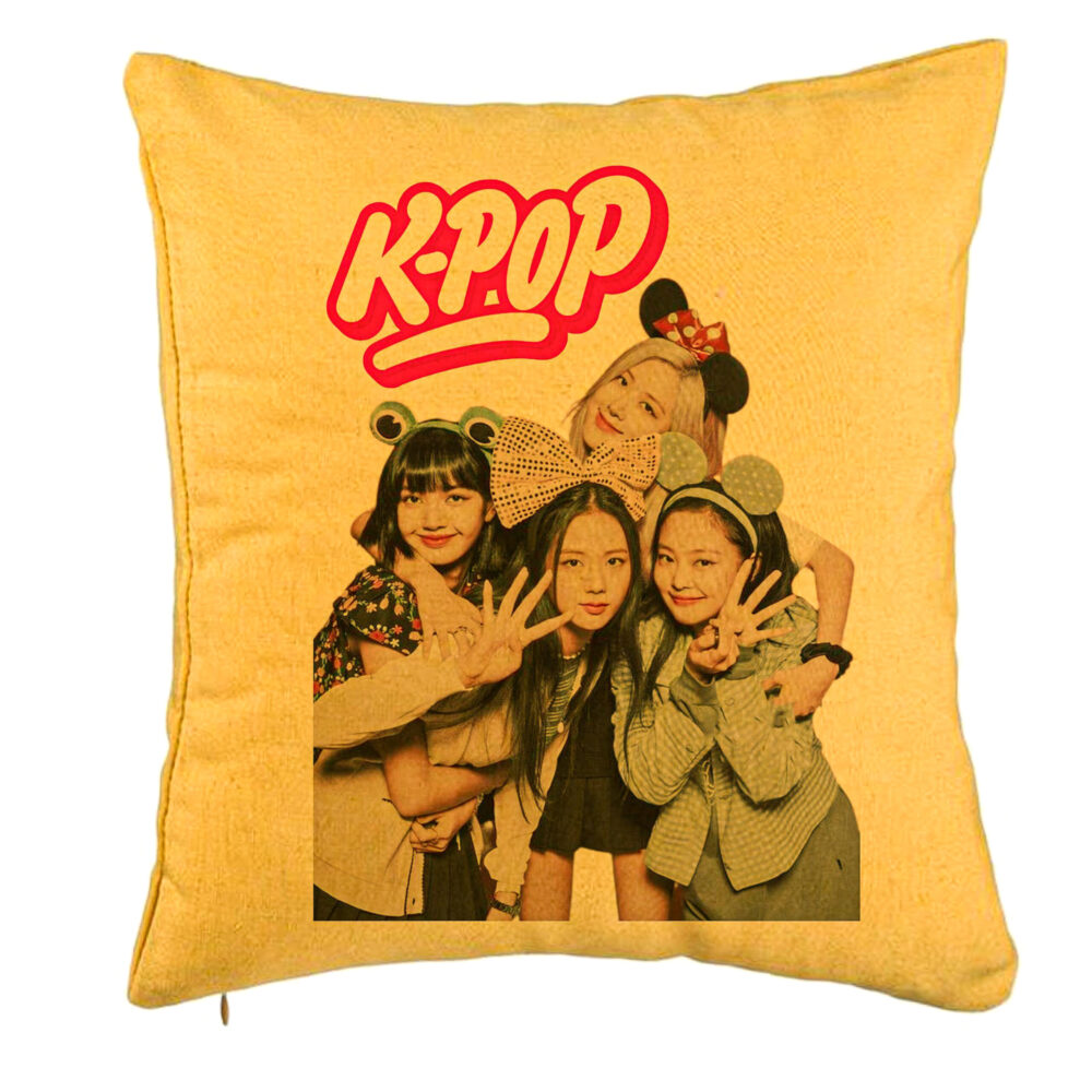 Perna Decorativa K-pop, 40x40 cm, Galben, Husa Detasabila, Burduf 5 Perna Decorativa K-pop