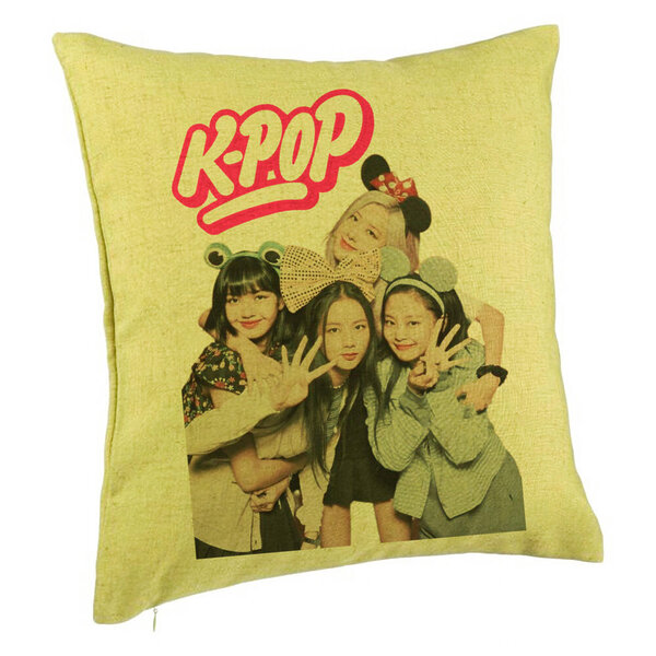 Perna Decorativa K-pop, 40x40 cm, Verde, Husa Detasabila, Burduf 5 Perna Decorativa K-pop