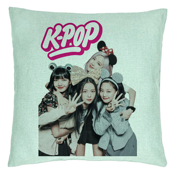 Perna Decorativa K-pop, 40x40 cm, Verde Menta, Husa Detasabila, Burduf 5 Perna Decorativa K-pop