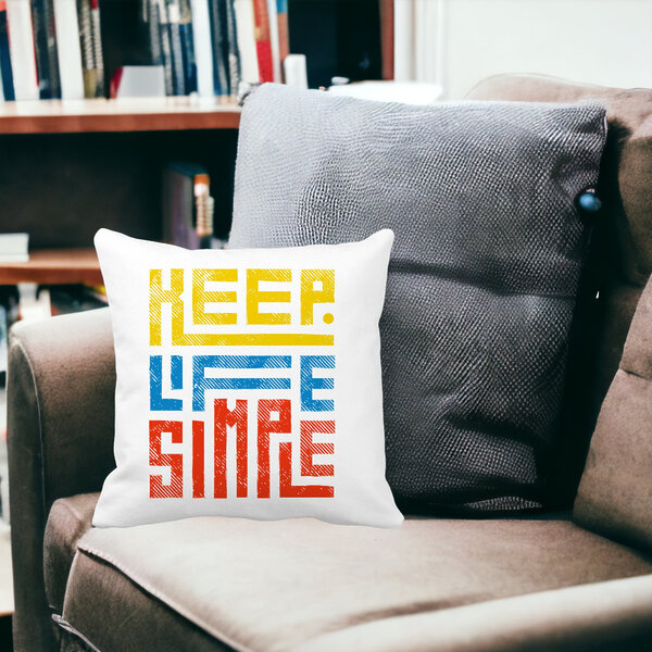 Perna Decorativa, Keep Life Simple, 40x40 cm, Alba, Mata, Husa Detasabila, Burduf 14 Keep Life Simple